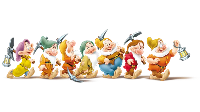 Nains de blanche neige qui vont à la mine